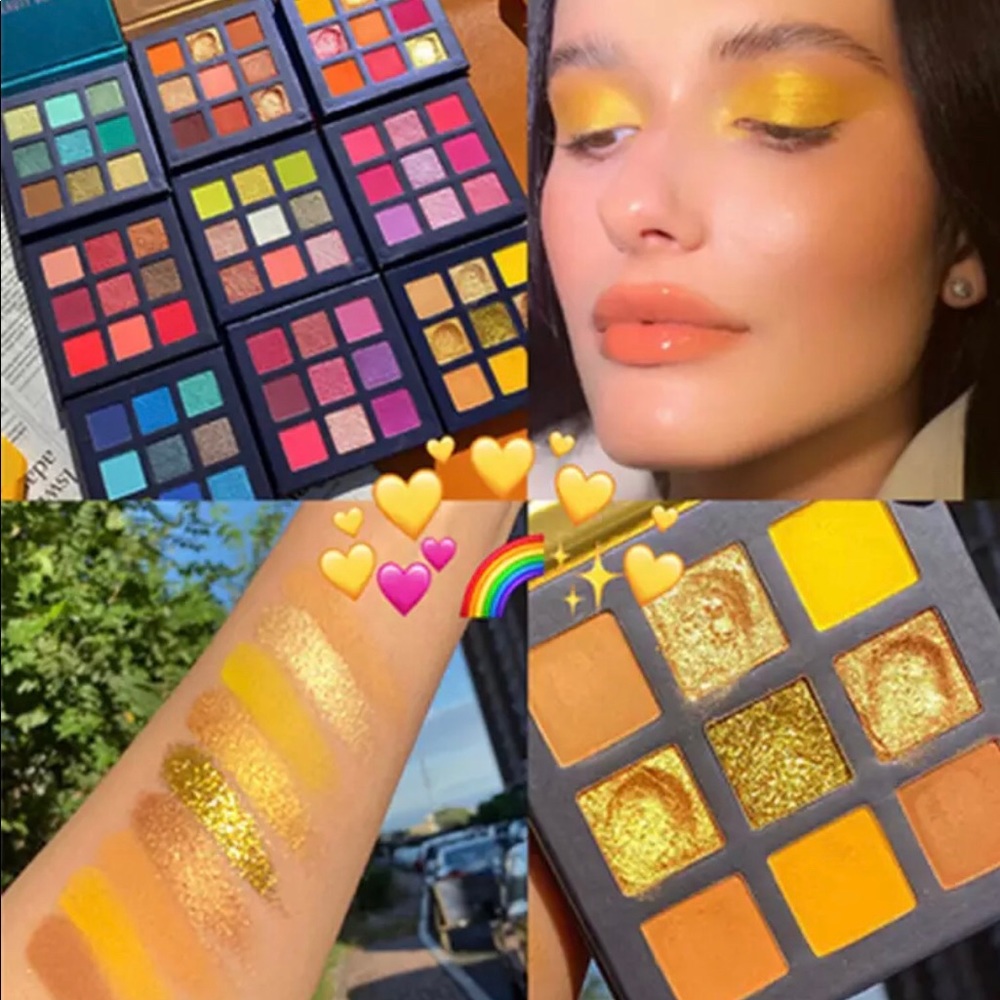 Eyeshadow palette shimmer glitter shiny holographic beauty eyes makeup neon